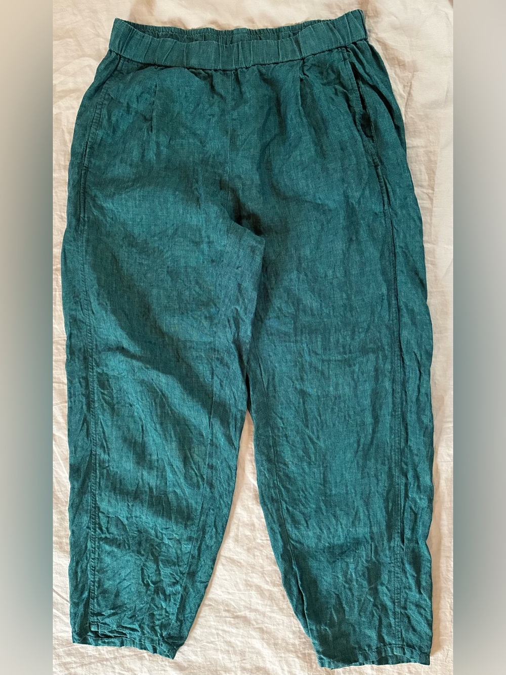 EUC Eileen Fisher Washed Organic Linen Délavé Lantern Pant - Petite Small